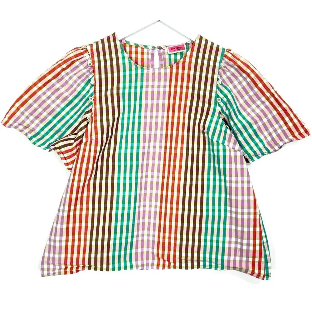 Kate Spade Rainbow Plaid Top